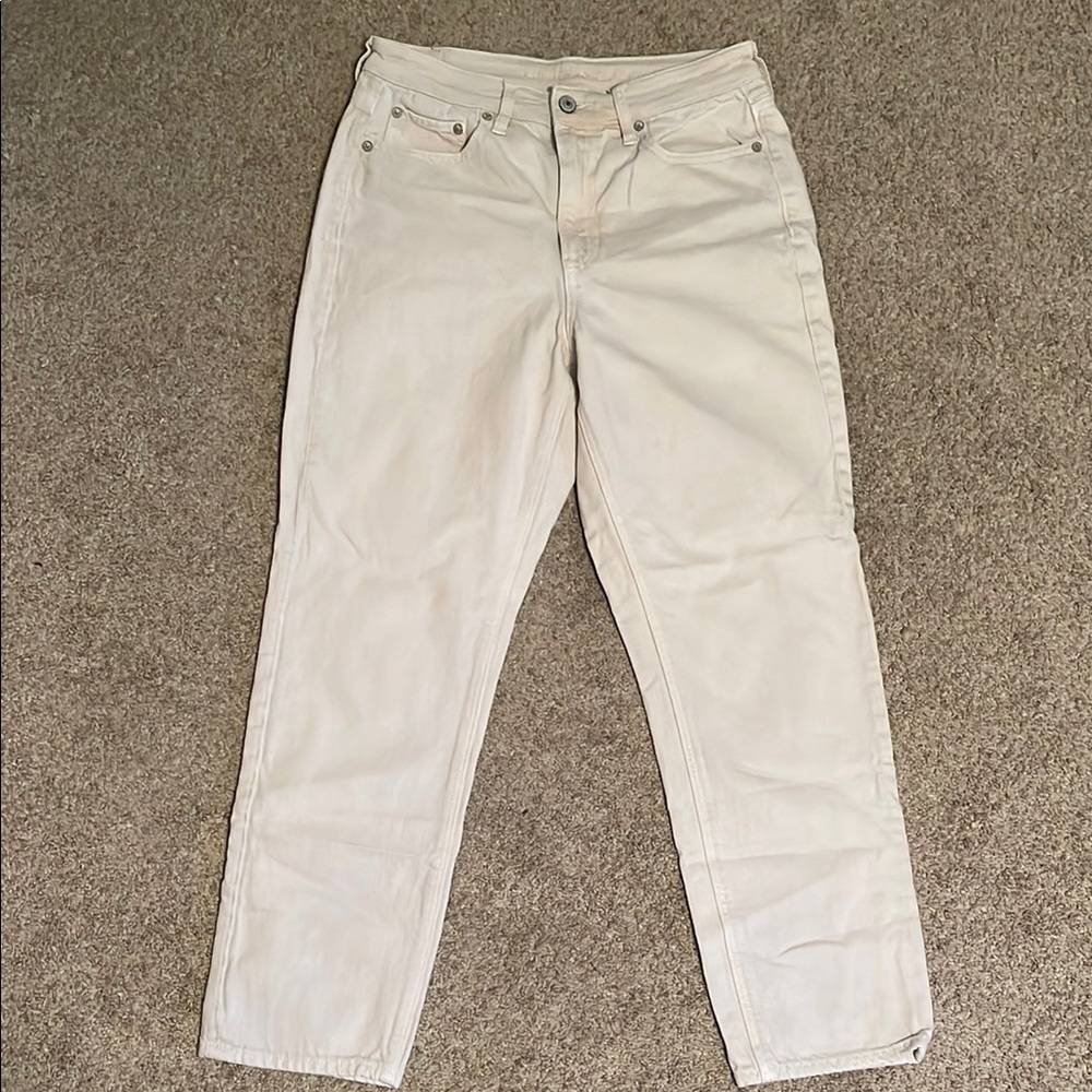 Cream Straight-Leg Jeans